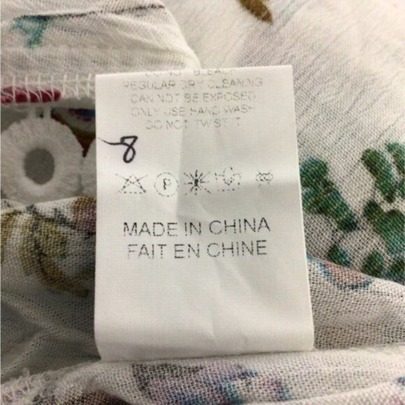 Women’s 3/4 Sleeve V Neck Floral with Lace Boho Tunic, White Floral, size OS - Picture 7 of 7